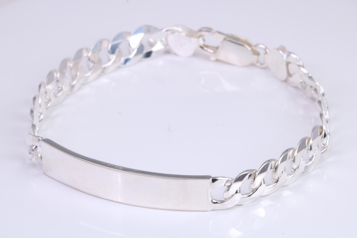 Gents Diamond cut Curb Link Bracelet, Made from solid Sterling Silver, 8 Inches Long and 8 mm Wide, British Hallmarked