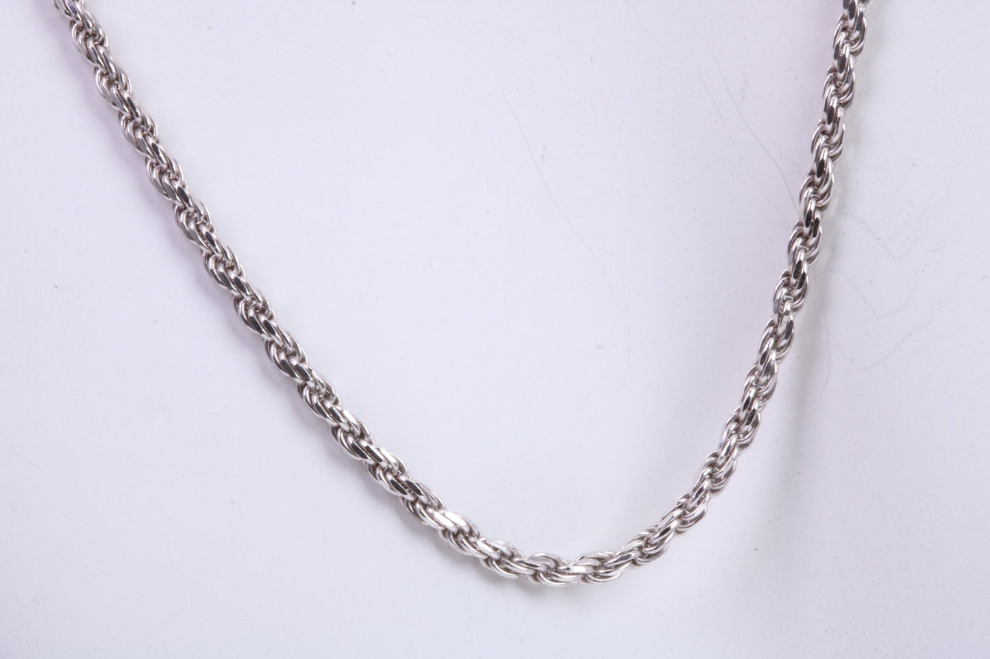 Diamond cut Twisted Rope Chain, 24 inch long x 2.30 mm wide, made from solid Sterling Silver, British Hallmarked