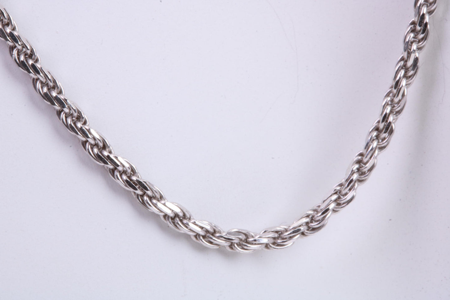 Diamond cut Twisted Rope Chain, 24 inch long x 2.30 mm wide, made from solid Sterling Silver, British Hallmarked