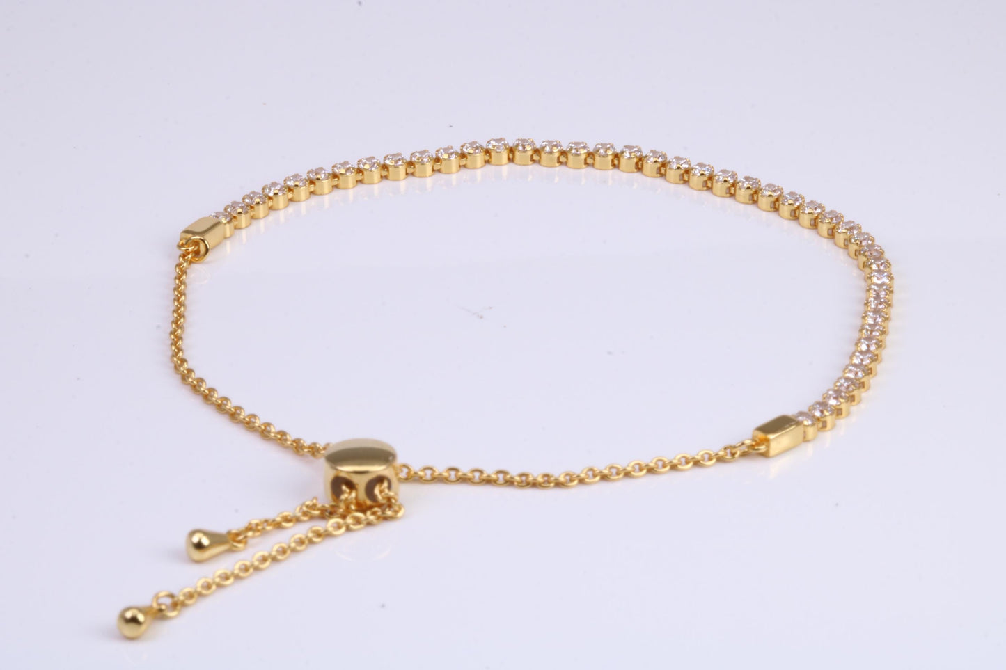 Line Tennis Bracelet, made from solid Sterling Silver and Yellow Gold Plated, Length adjustable