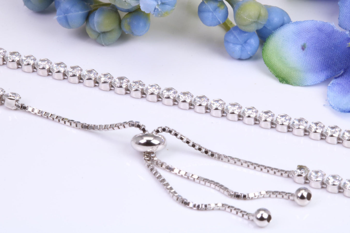 Line Tennis Bracelet, made from solid Sterling Silver, Length adjustable