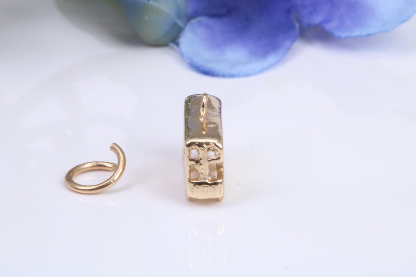 London Bus Charm, Traditional Charm, Made from Solid Yellow Gold, British Hallmarked, Complete with Attachment Link