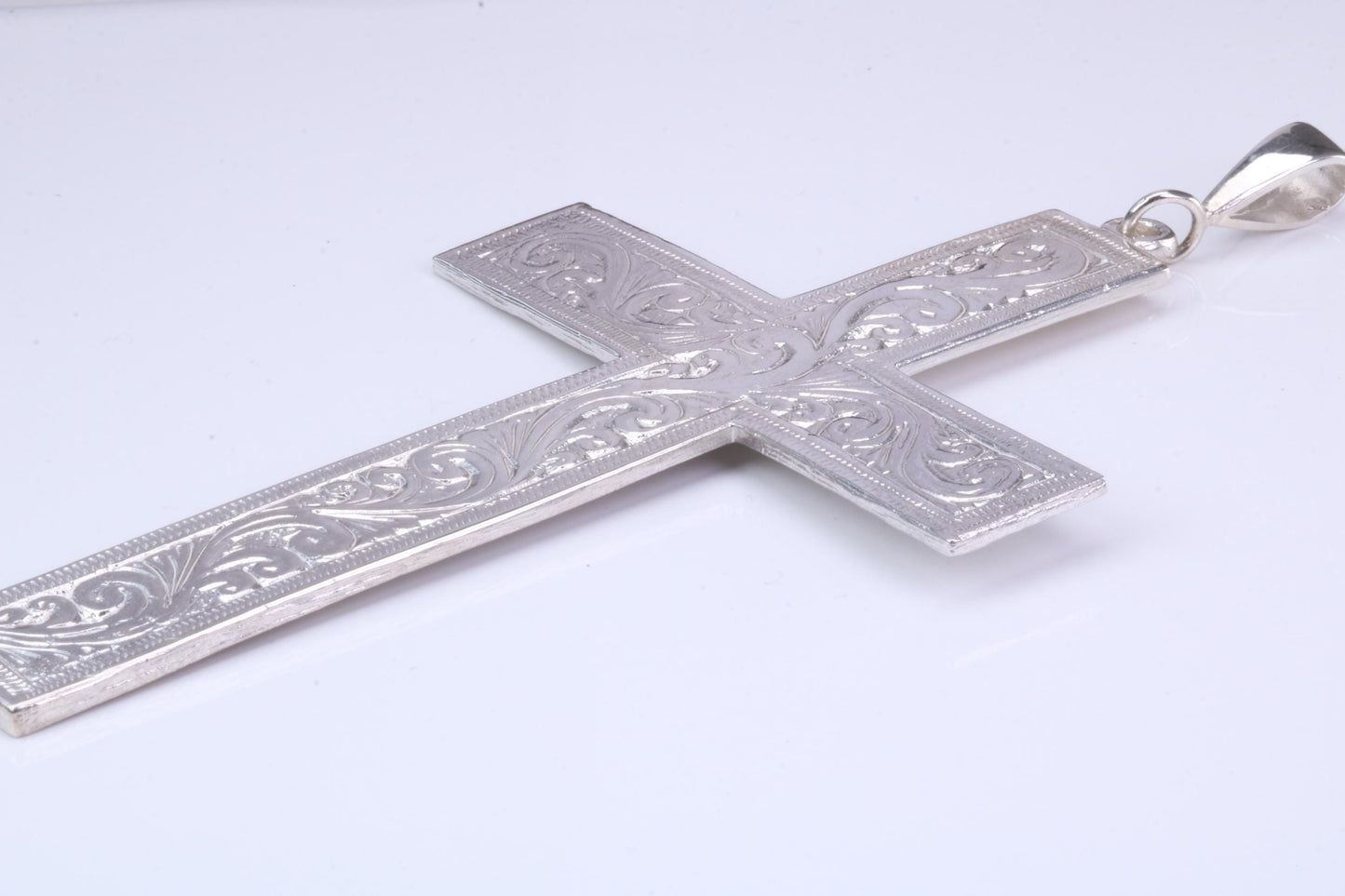 Very Very Large Ornate Cross, Measuring 110 mm Long, Made From Solid Cast Silver, British Hallmarked