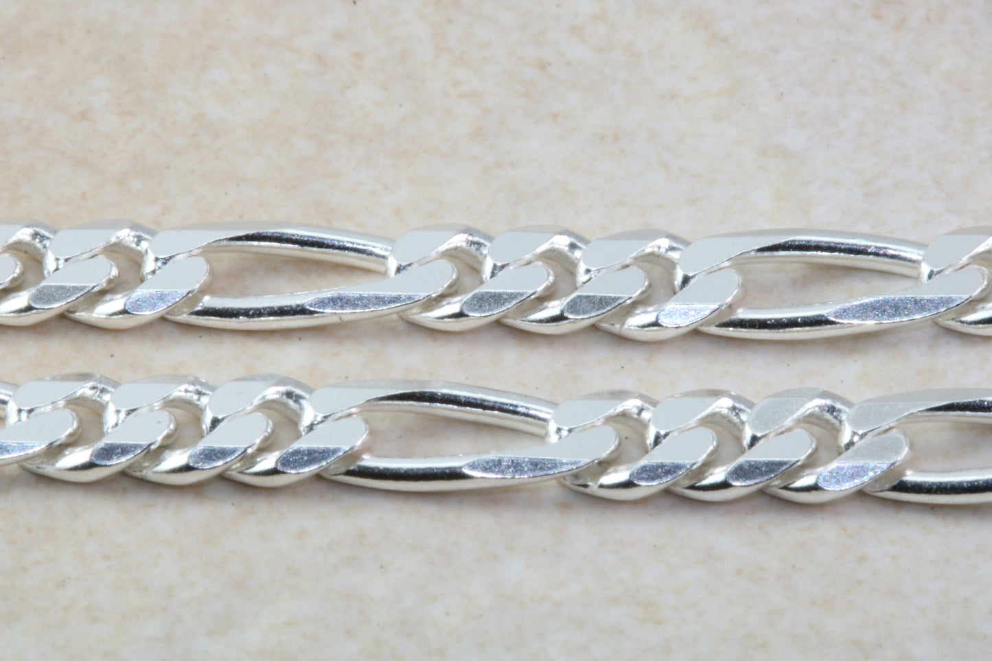 Silver Heavy 18 inch Long Figaro Chain
