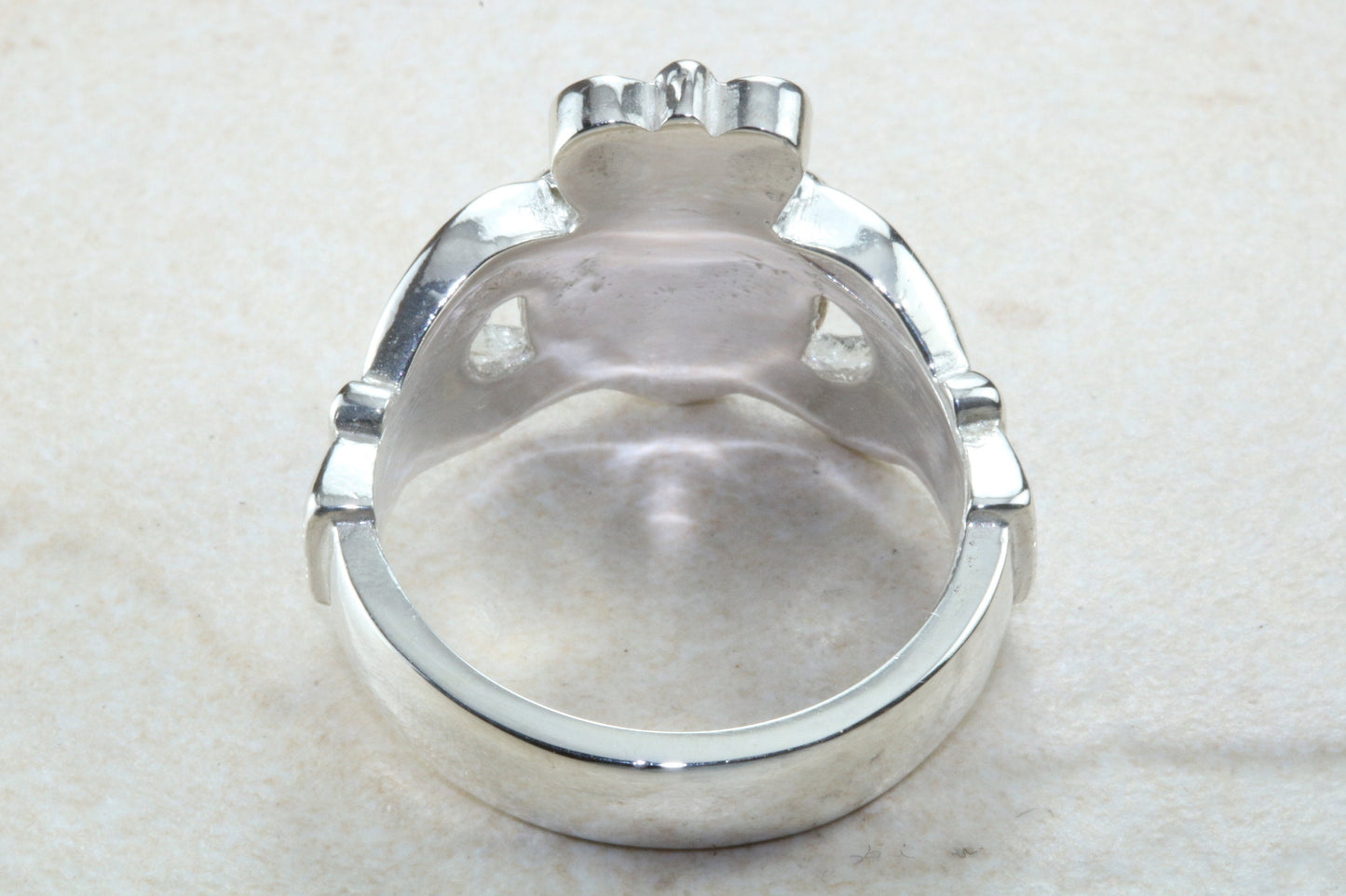 Very large and very very heavy Claddagh ring, solid silver, for ladies or gents. Available in silver, yellow gold, white gold and platinum