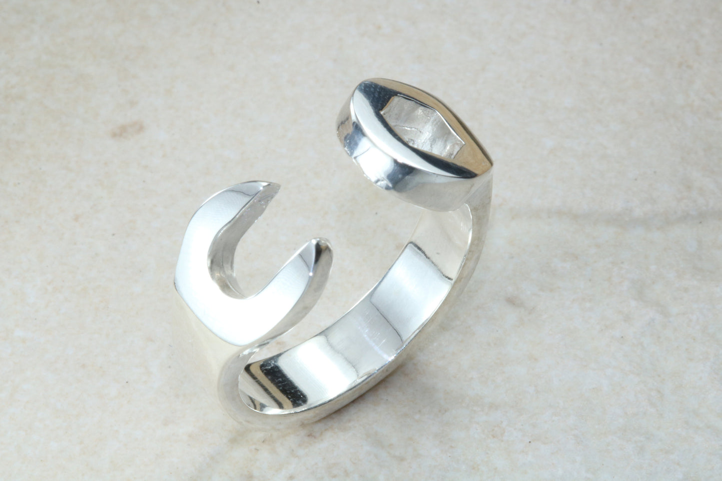 Chunky Spanner ring, solid silver, suitable for ladies or gents. Available in silver, yellow gold, white gold and platinum