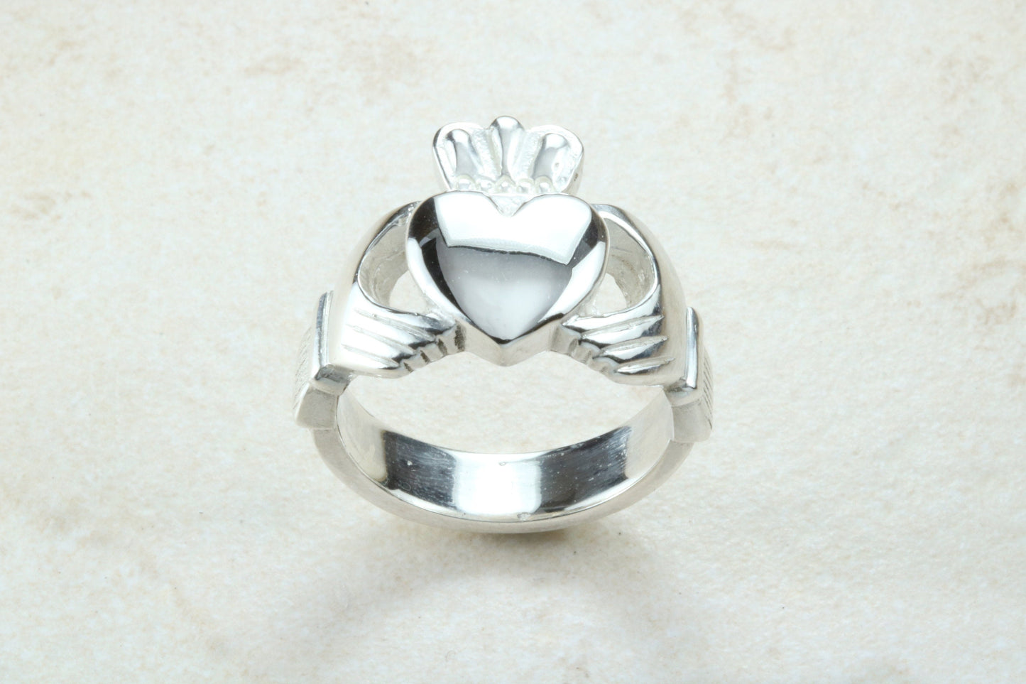 Very large and very very heavy Claddagh ring, solid silver, for ladies or gents. Available in silver, yellow gold, white gold and platinum