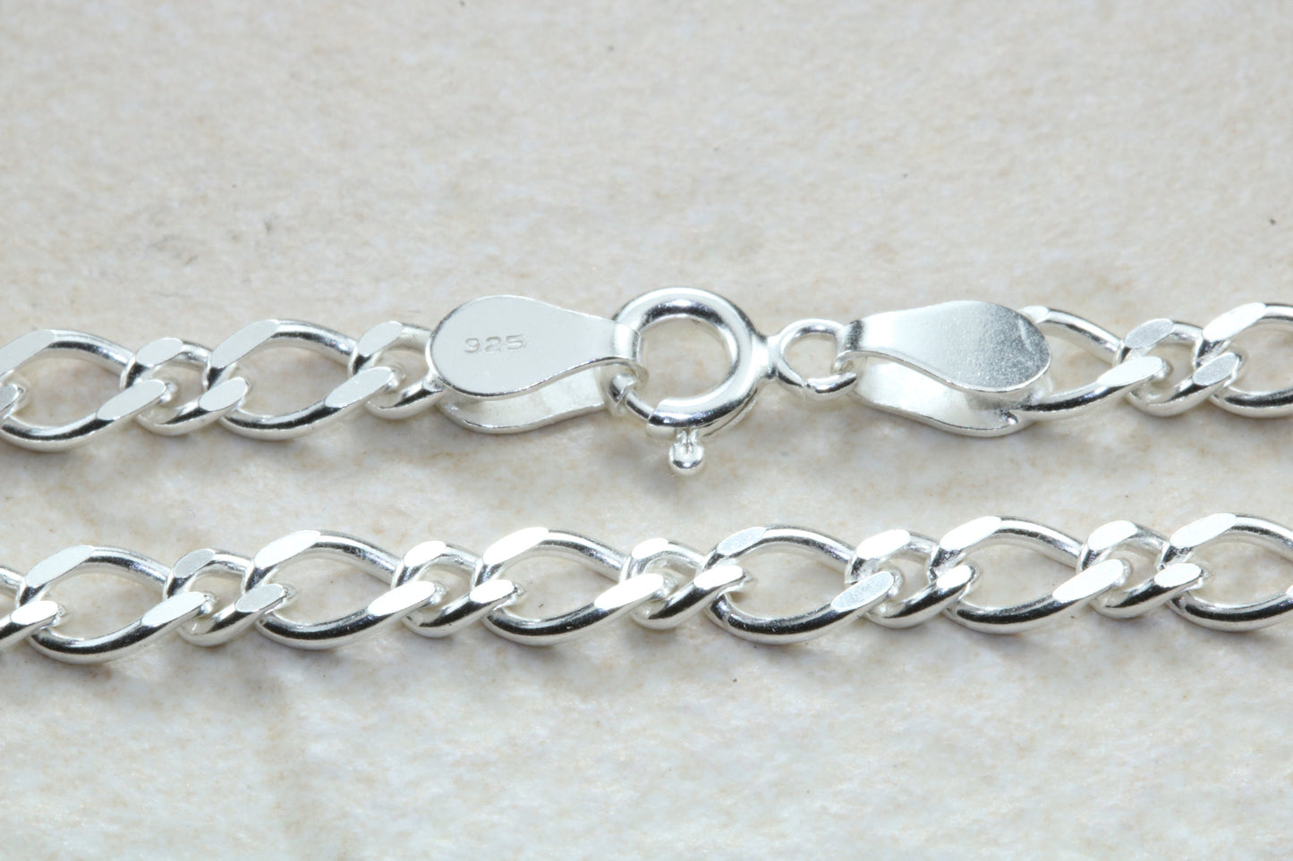 Diamond Cut Flat Curb Chain, Sterling Silver Chain, 22 inch Length