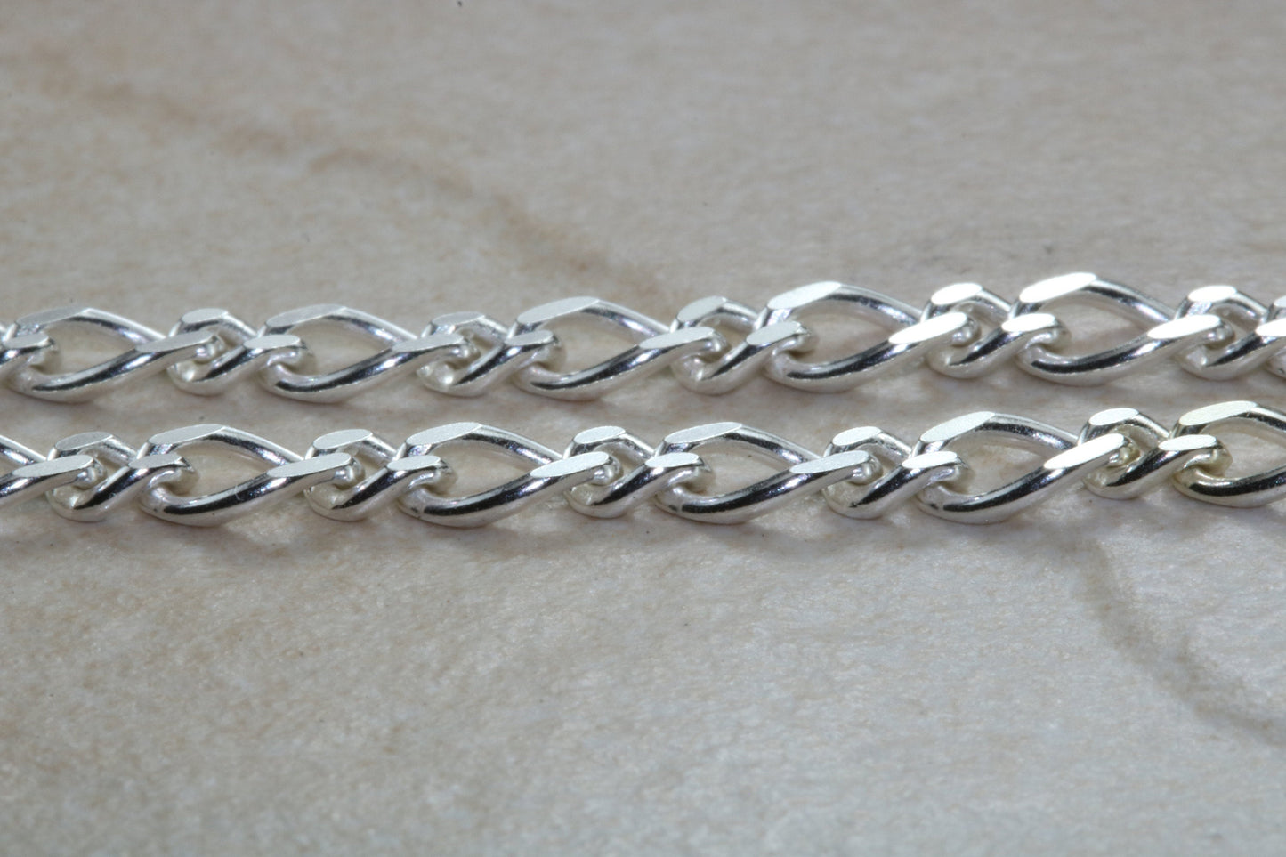 Sterling Silver Diamond Cut Flat Curb Chain, 20 inch Length