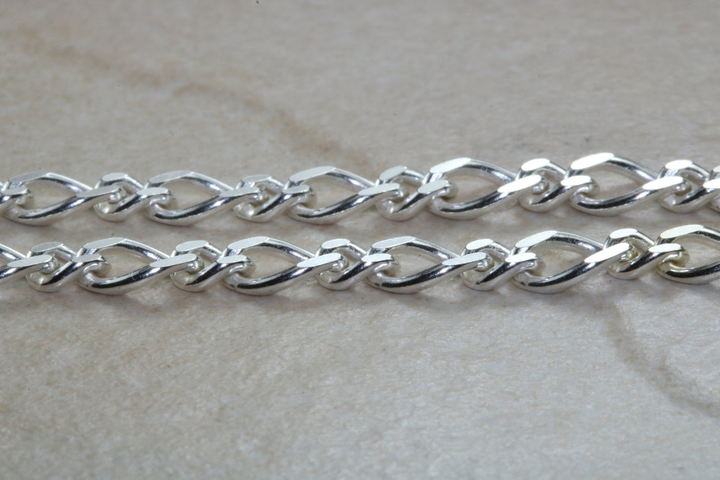 Diamond Cut Flat Curb Chain, Sterling Silver Chain, 22 inch Length