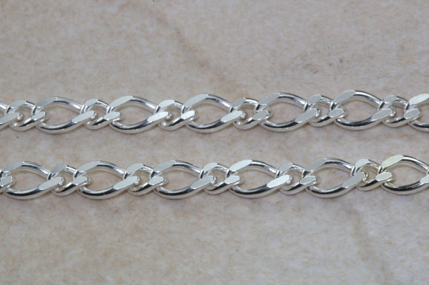Sterling Silver Diamond Cut Flat Curb Chain, 20 inch Length
