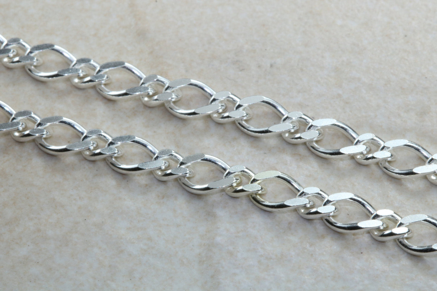 Sterling Silver Diamond Cut Flat Curb Chain, 20 inch Length