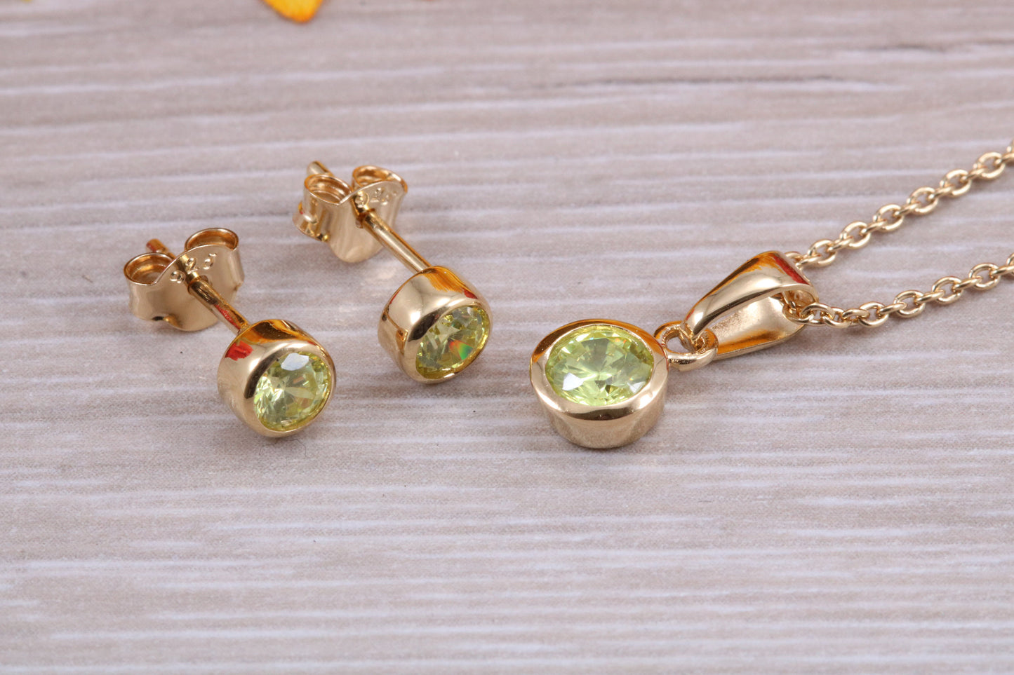 Sterling Silver Real Peridot Earrings and Matching Necklace