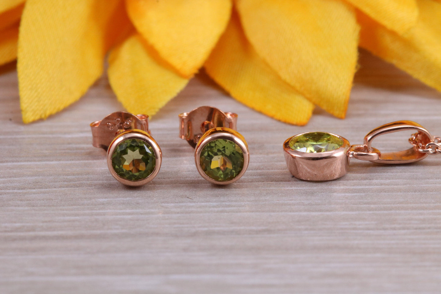 Sterling Silver Real Peridot Earrings and Matching Necklace