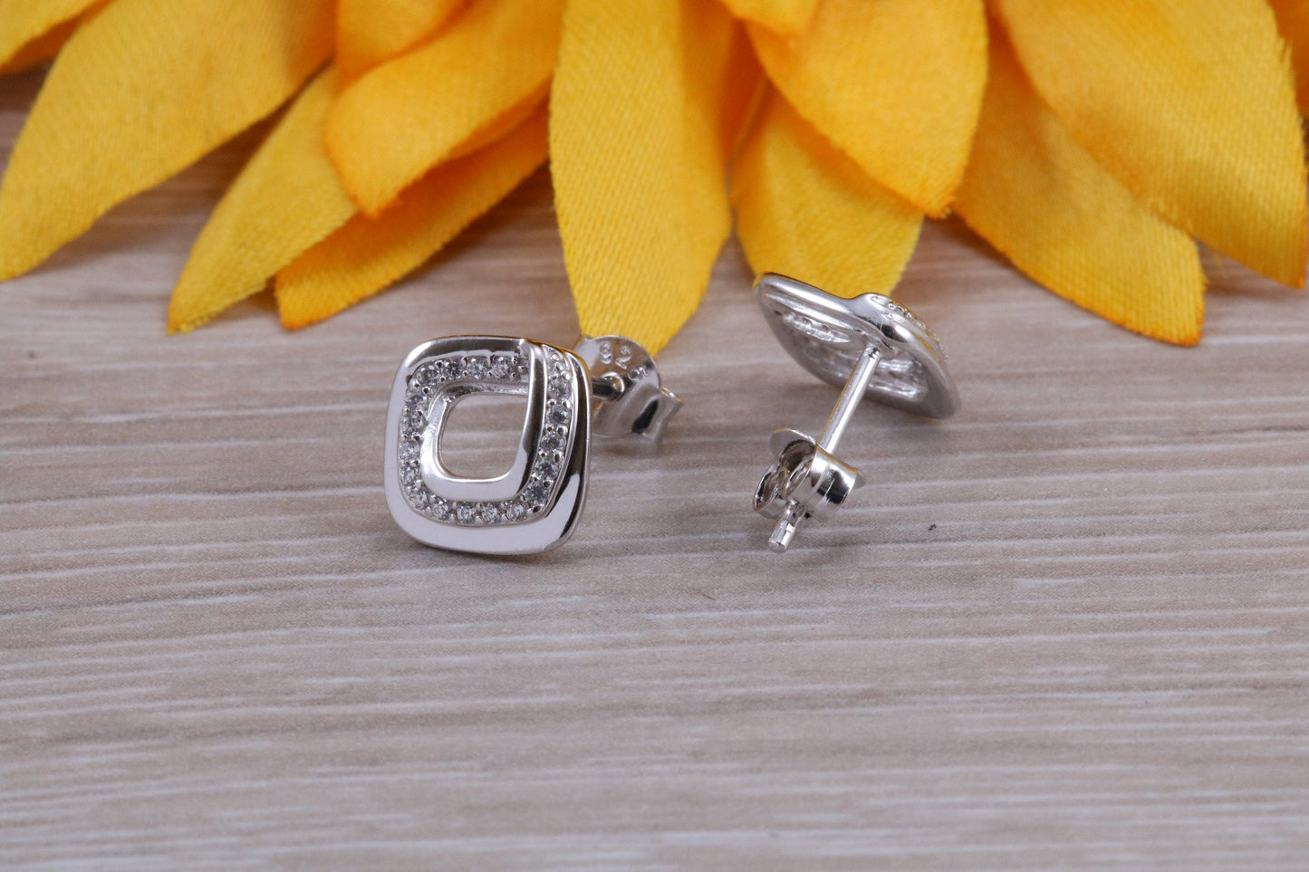 Sterling Silver Stud Earrings with Matching Necklace