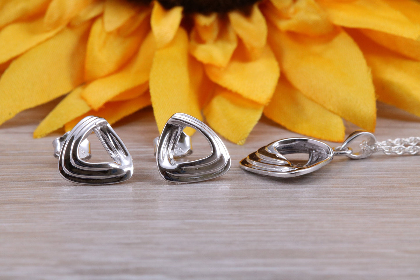 Sterling Silver Stud Earrings with Matching Necklace