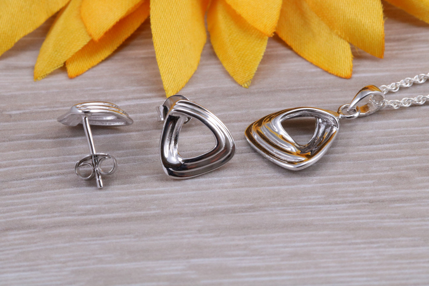 Sterling Silver Stud Earrings with Matching Necklace