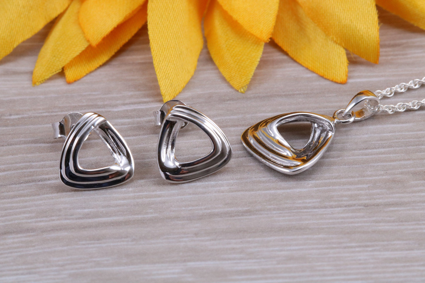 Sterling Silver Stud Earrings with Matching Necklace