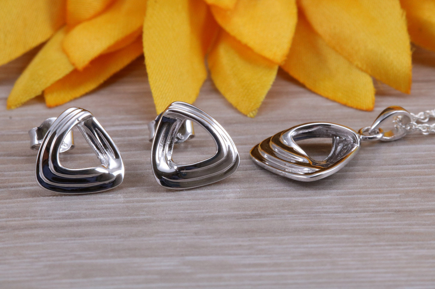 Sterling Silver Stud Earrings with Matching Necklace
