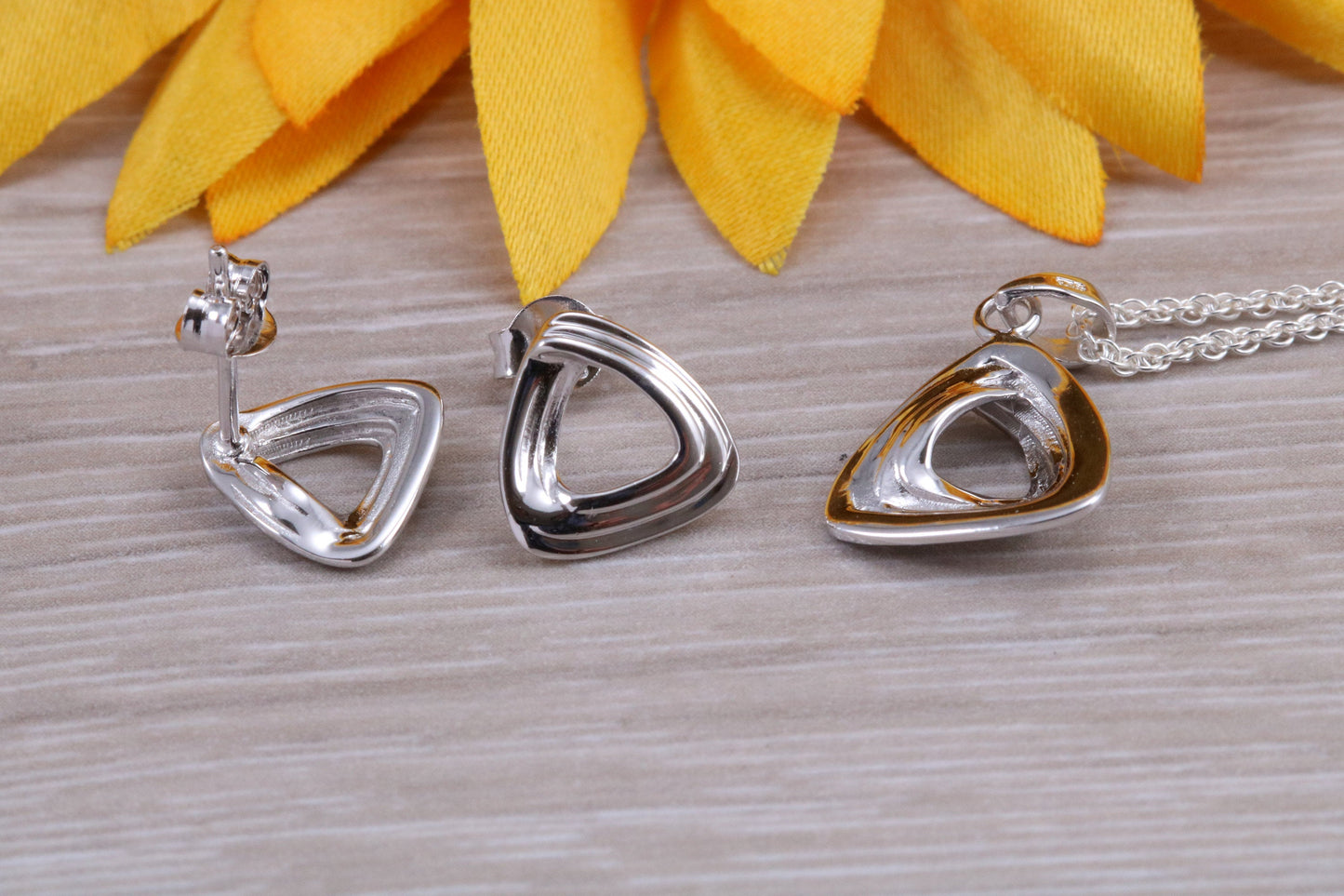 Sterling Silver Stud Earrings with Matching Necklace