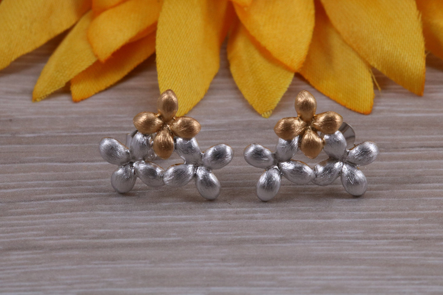 Sterling Silver two tone set with Ring, Earrings and Necklace
