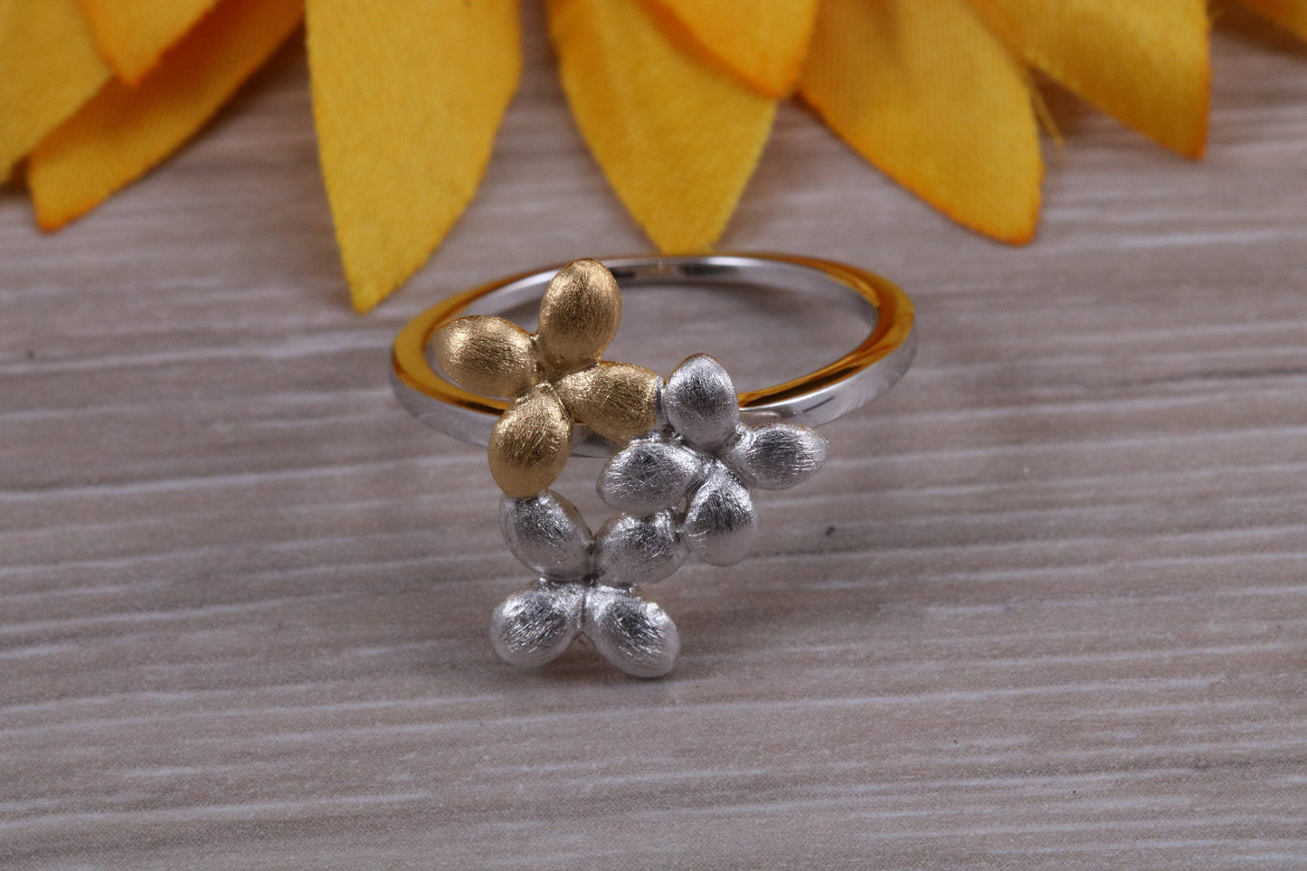 Sterling Silver two tone set with Ring, Earrings and Necklace