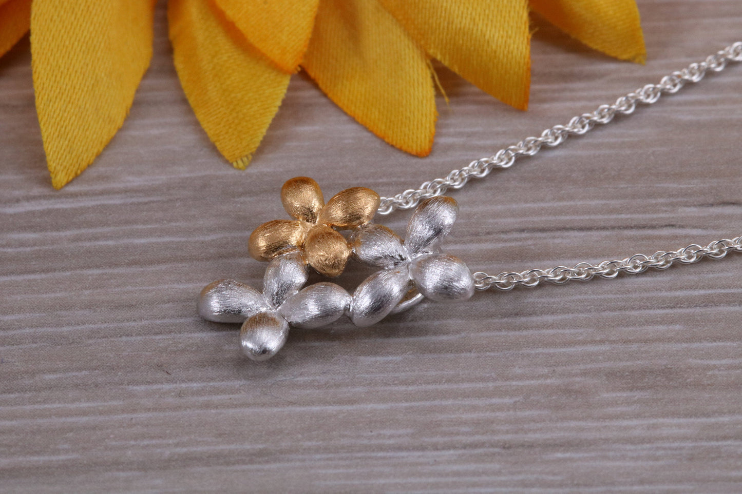 Sterling Silver two tone set with Ring, Earrings and Necklace