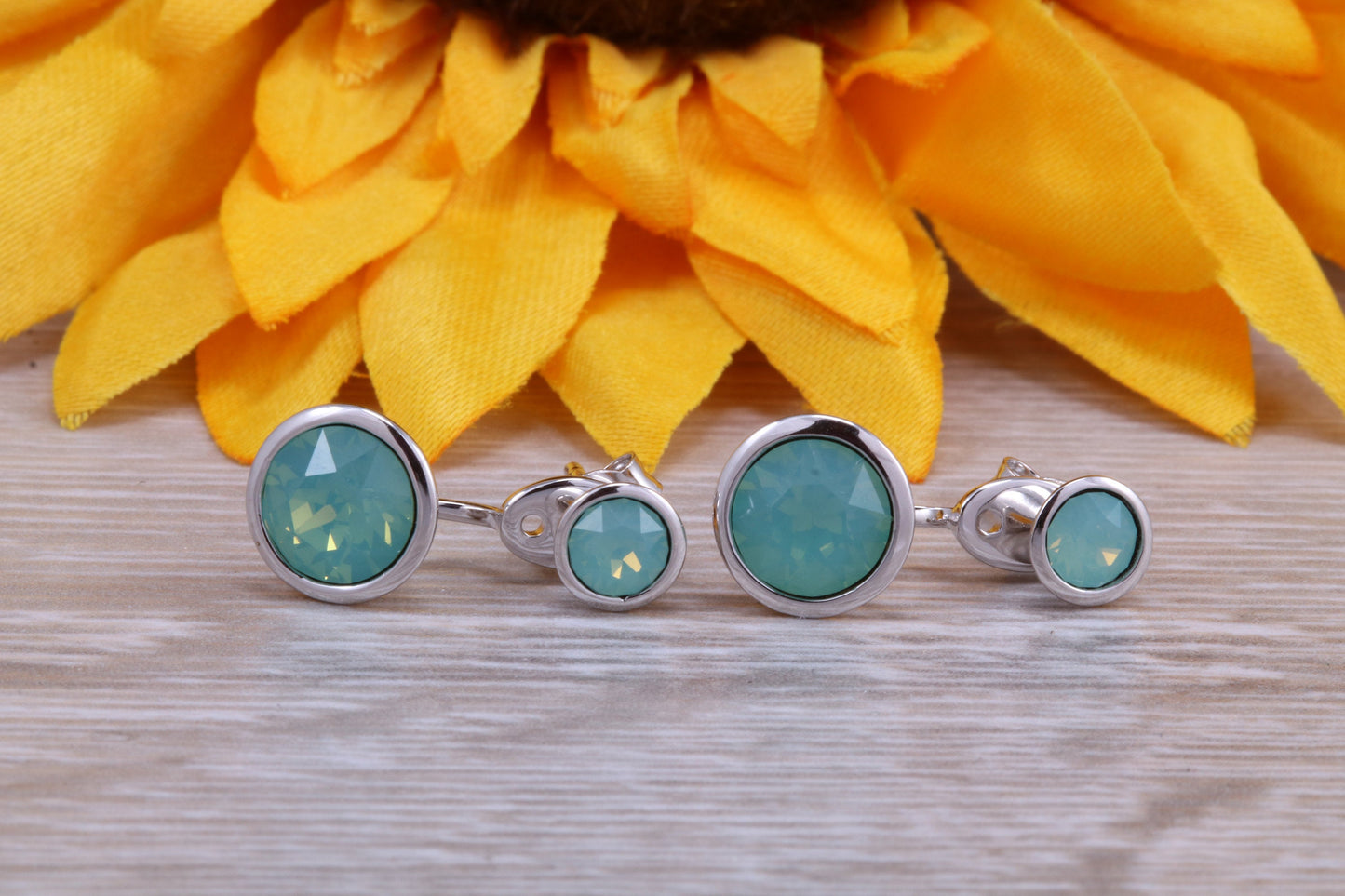Sterling Silver Two in One Air Blue Opal Stud Earrings or Dropper Earrings
