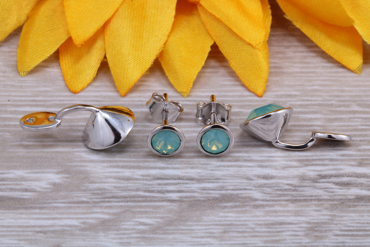 Sterling Silver Two in One Air Blue Opal Stud Earrings or Dropper Earrings