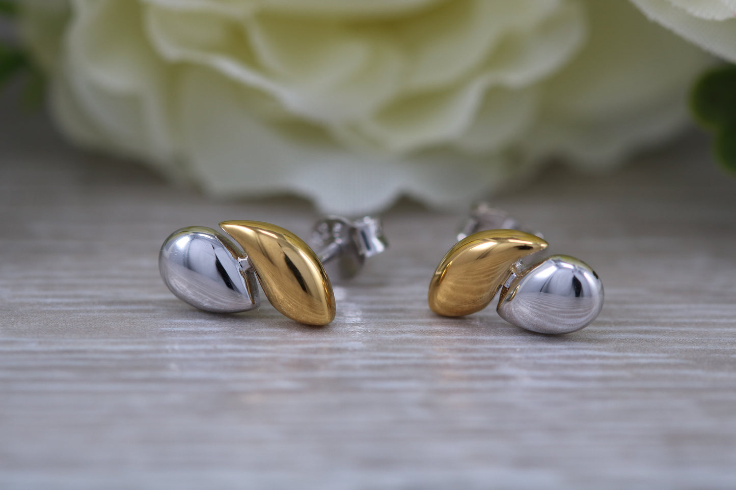 Sterling Silver Two Tone Set Earrings With Matching Necklace