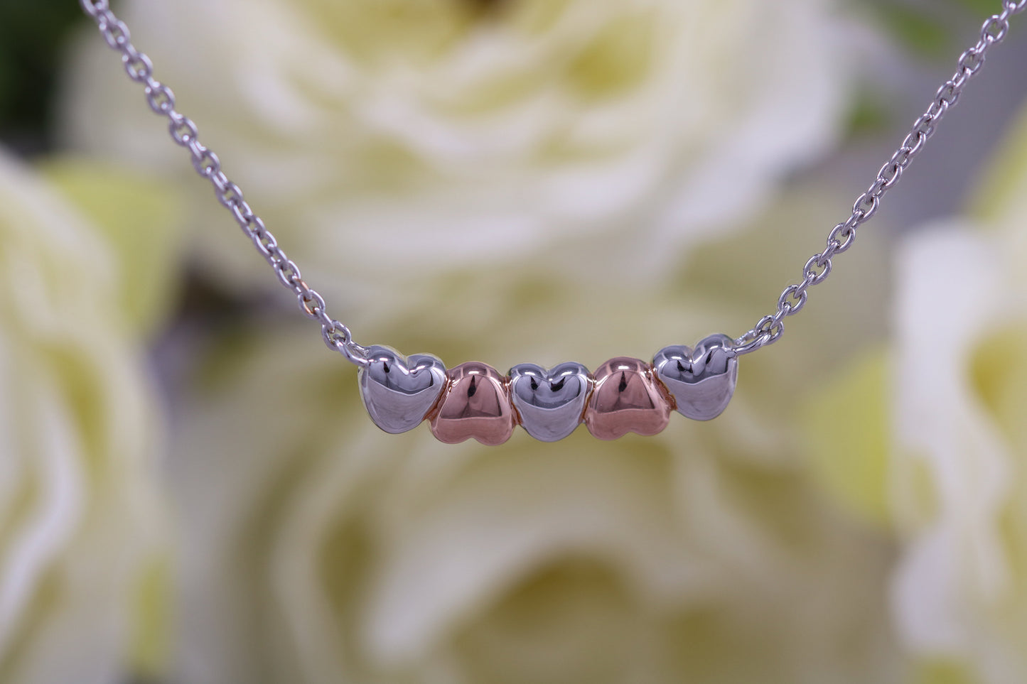 Silver Two Tone Love Hearts Necklace