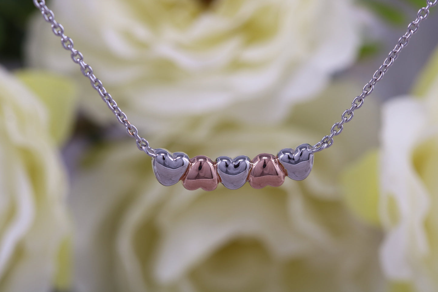Silver Two Tone Love Hearts Necklace