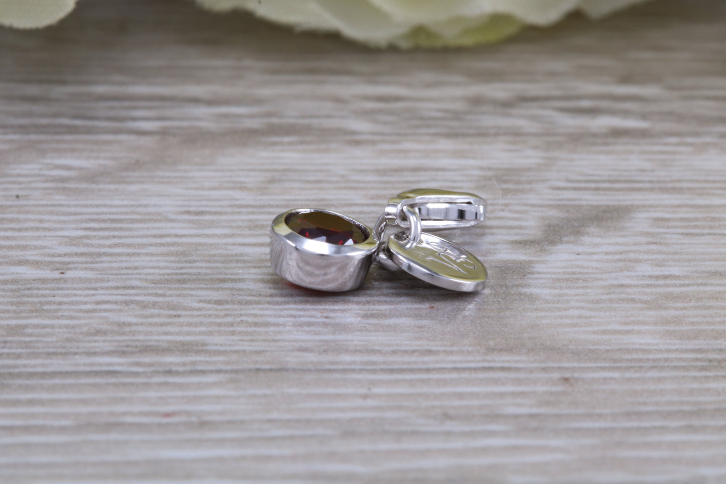 Sterling Silver January Garnet Birthstone Charm