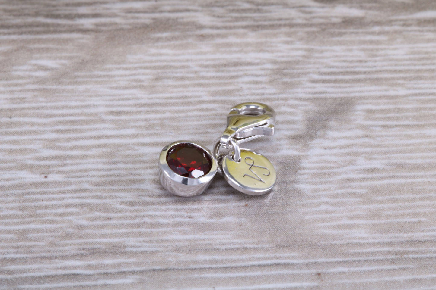 Sterling Silver January Garnet Birthstone Charm