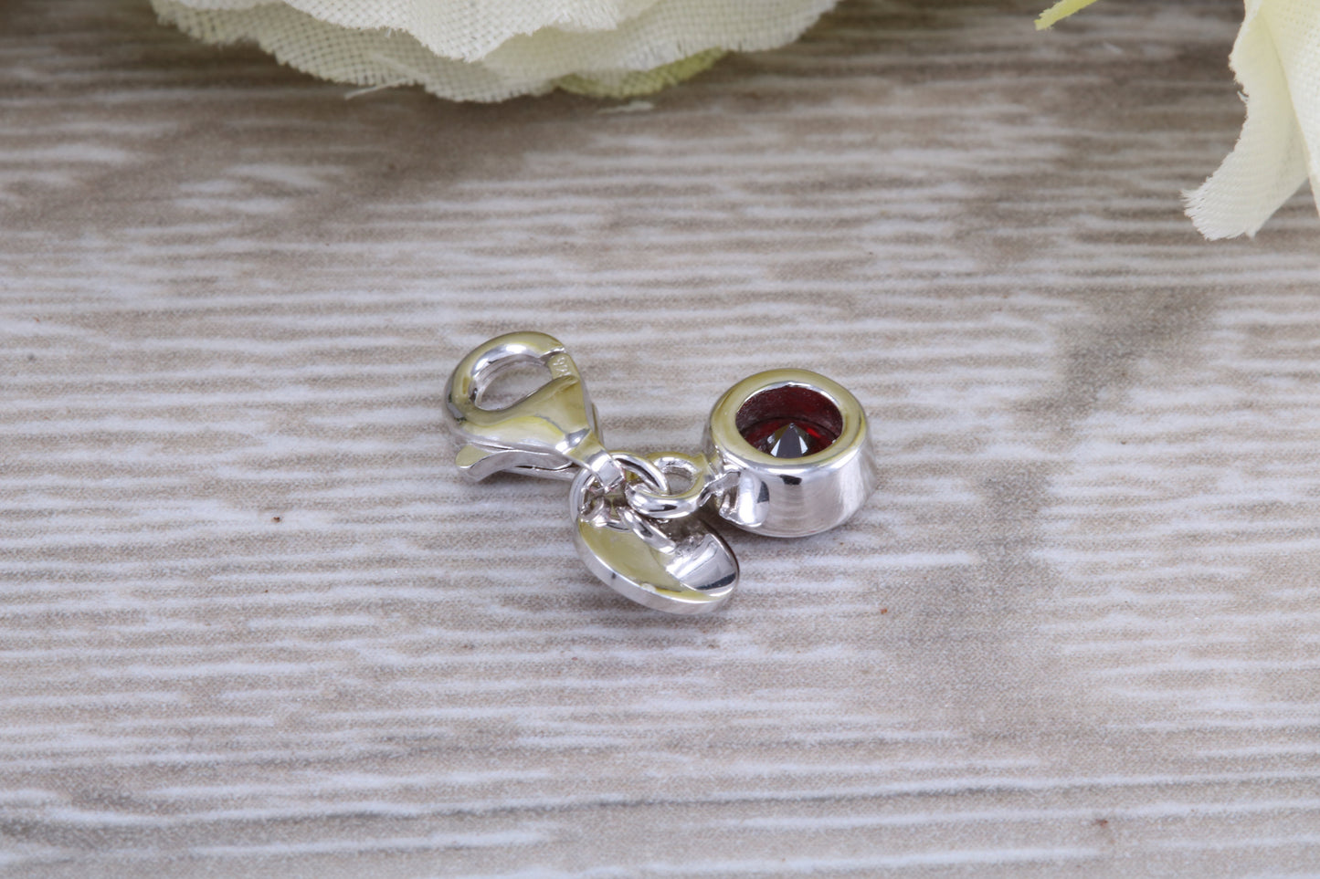 Sterling Silver January Garnet Birthstone Charm