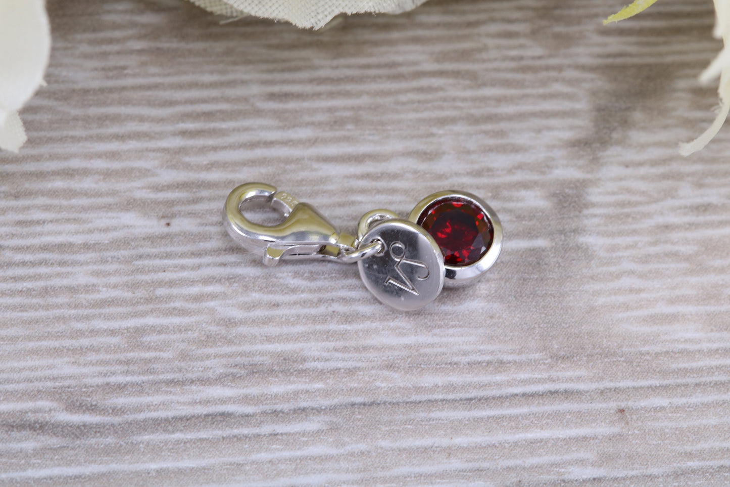 Sterling Silver January Garnet Birthstone Charm