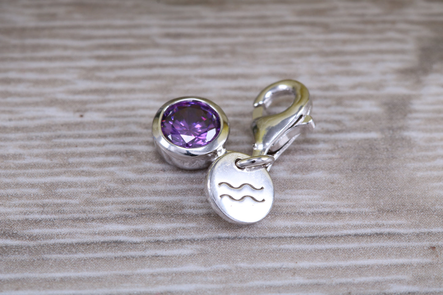 Sterling Silver February Amethyst Birthstone Charm
