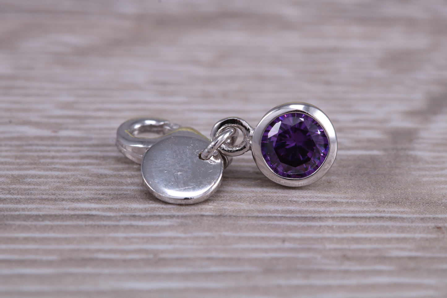 Sterling Silver February Amethyst Birthstone Charm