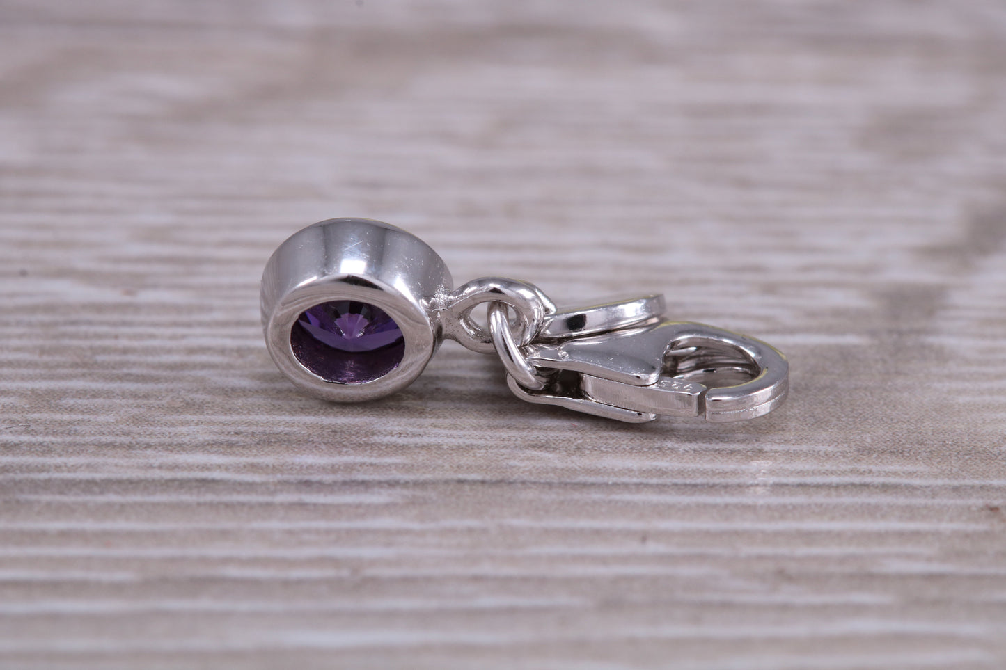 Sterling Silver February Amethyst Birthstone Charm