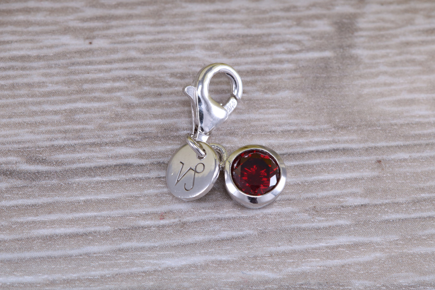 Sterling Silver January Garnet Birthstone Charm