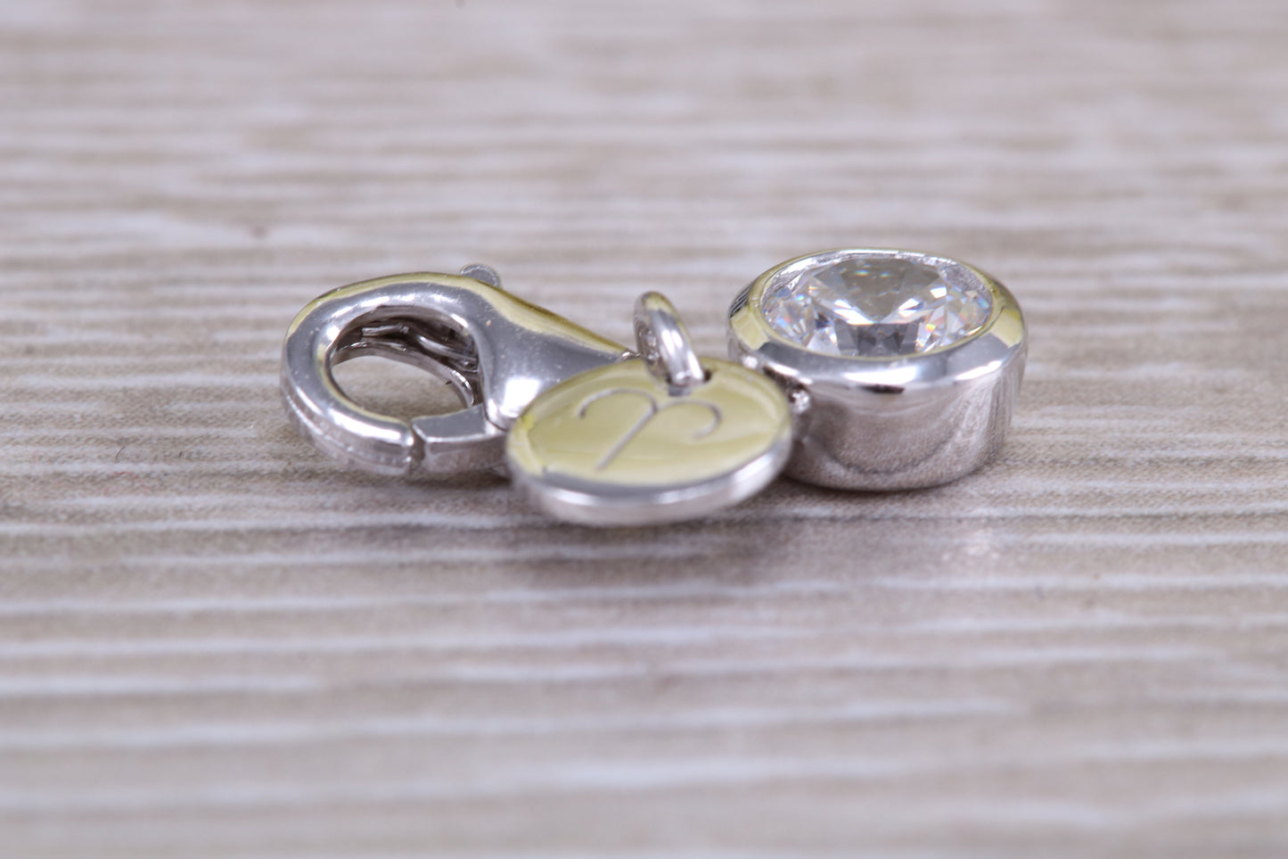 Sterling Silver April Diamond C Z Birthstone Charm