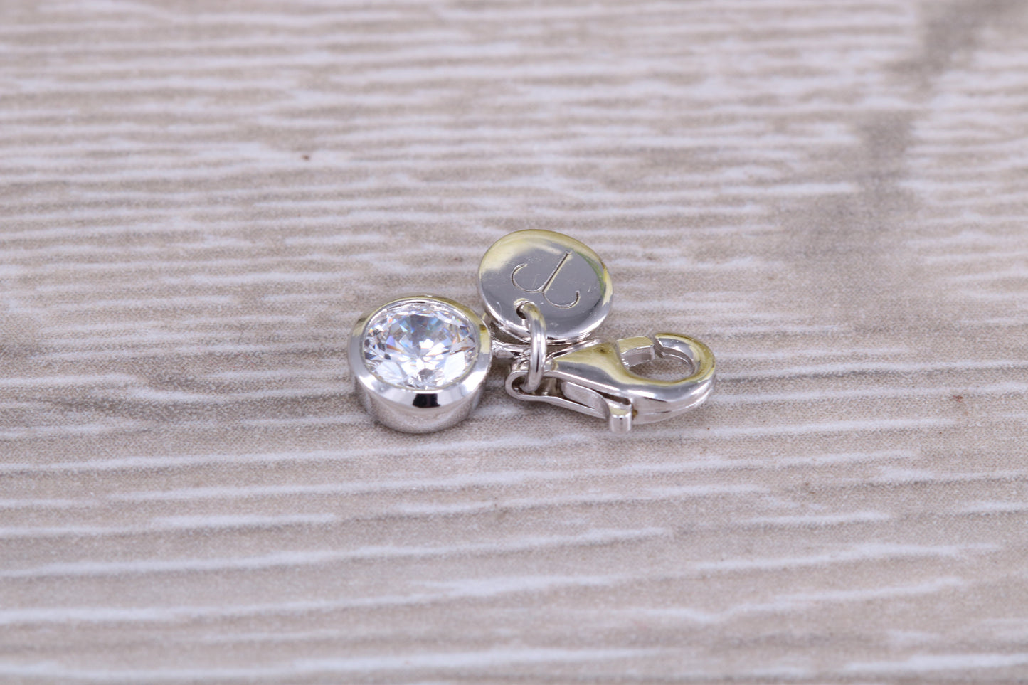 Sterling Silver April Diamond C Z Birthstone Charm