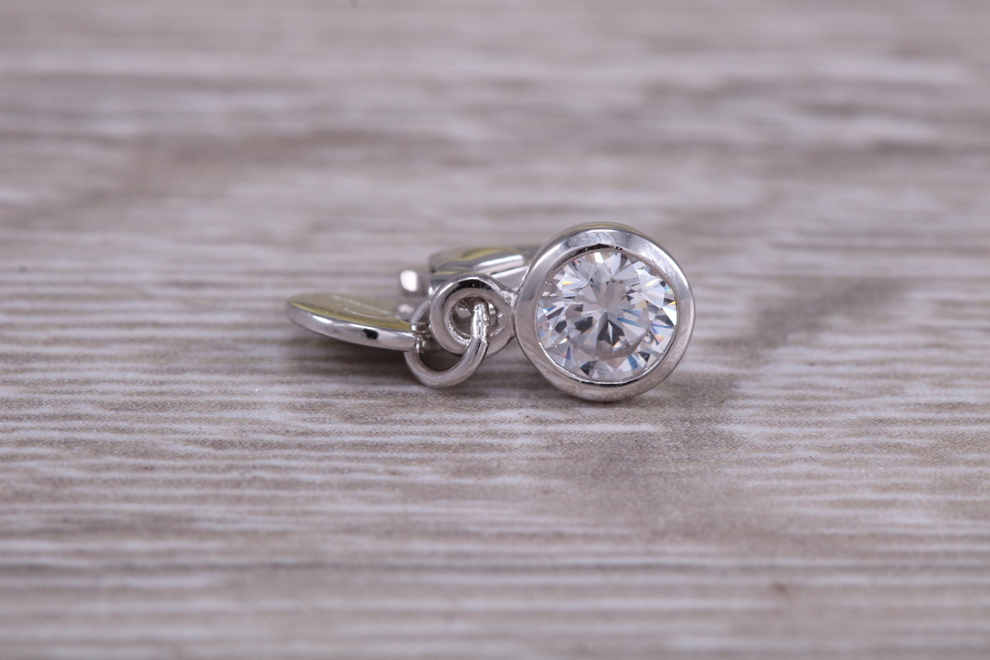 Sterling Silver April Diamond C Z Birthstone Charm