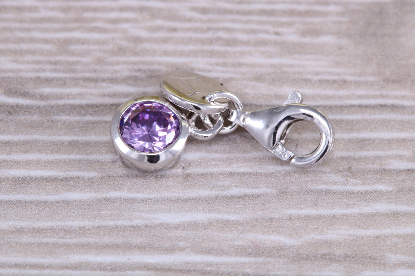 Sterling Silver June light Amethyst Birthstone Charm