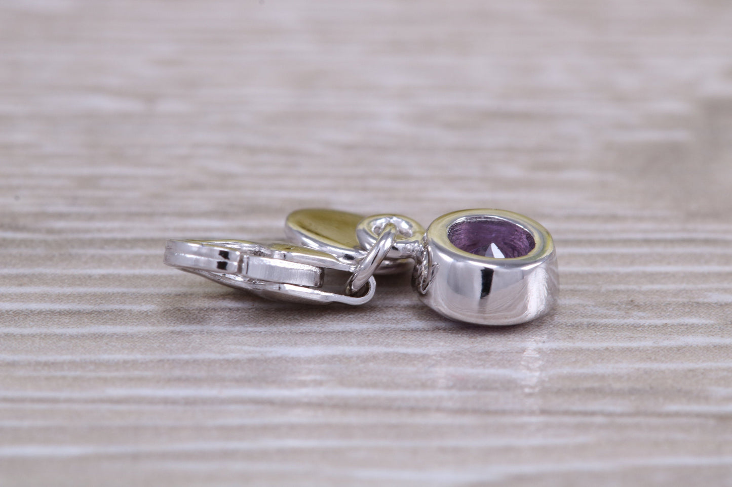 Sterling Silver June light Amethyst Birthstone Charm