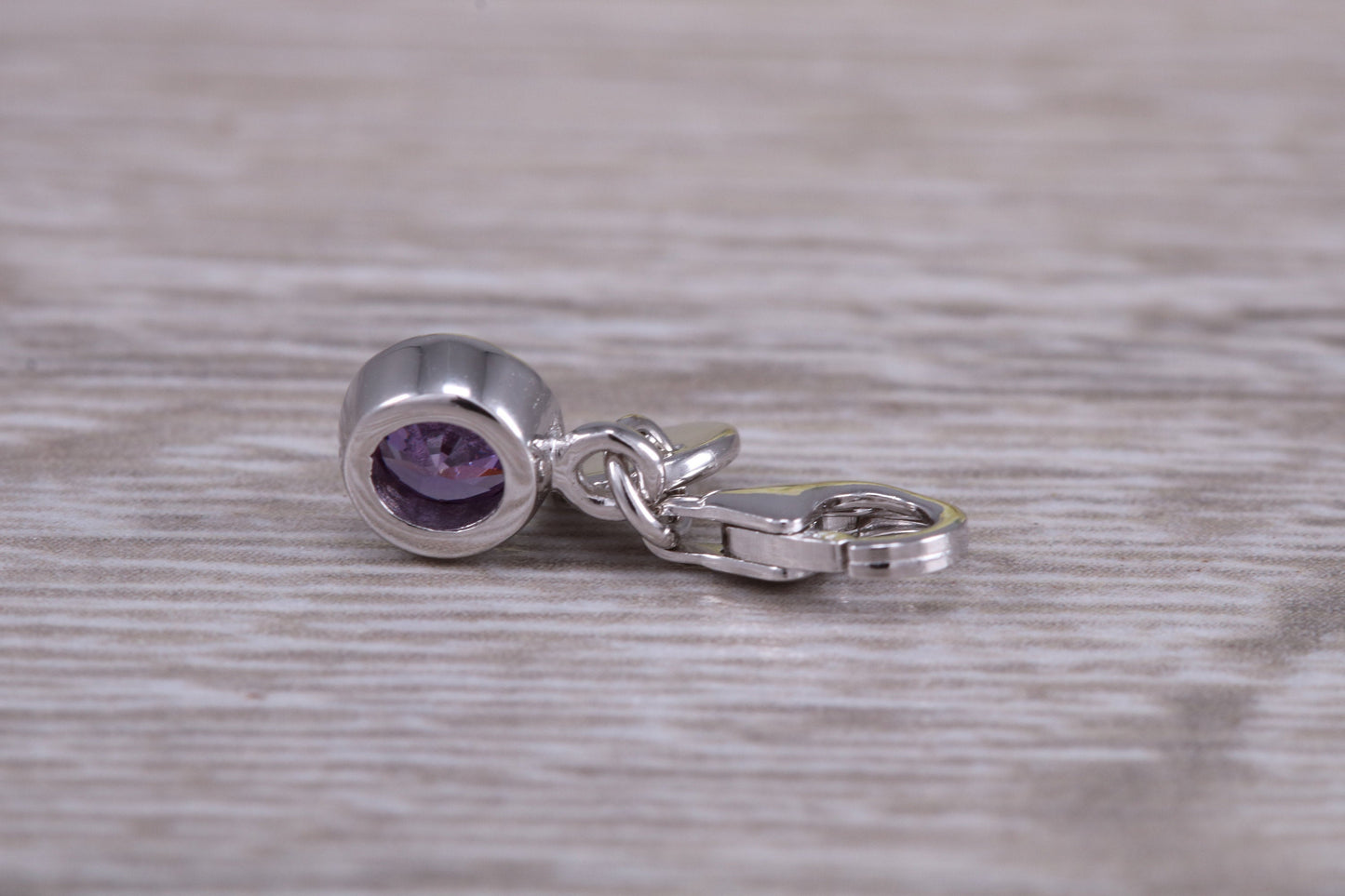 Sterling Silver June light Amethyst Birthstone Charm
