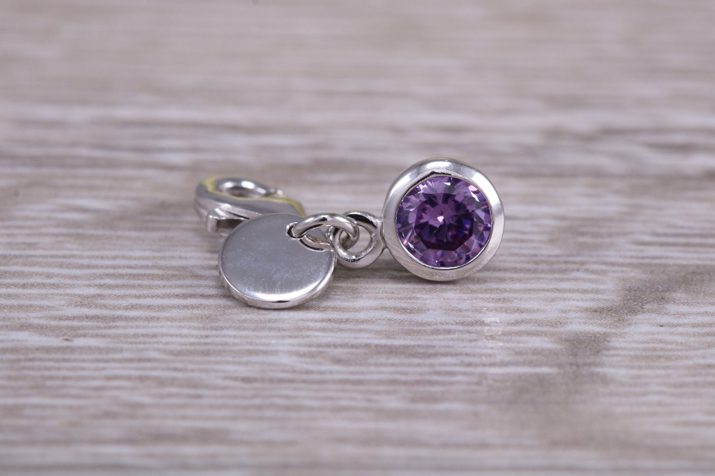 Sterling Silver June light Amethyst Birthstone Charm