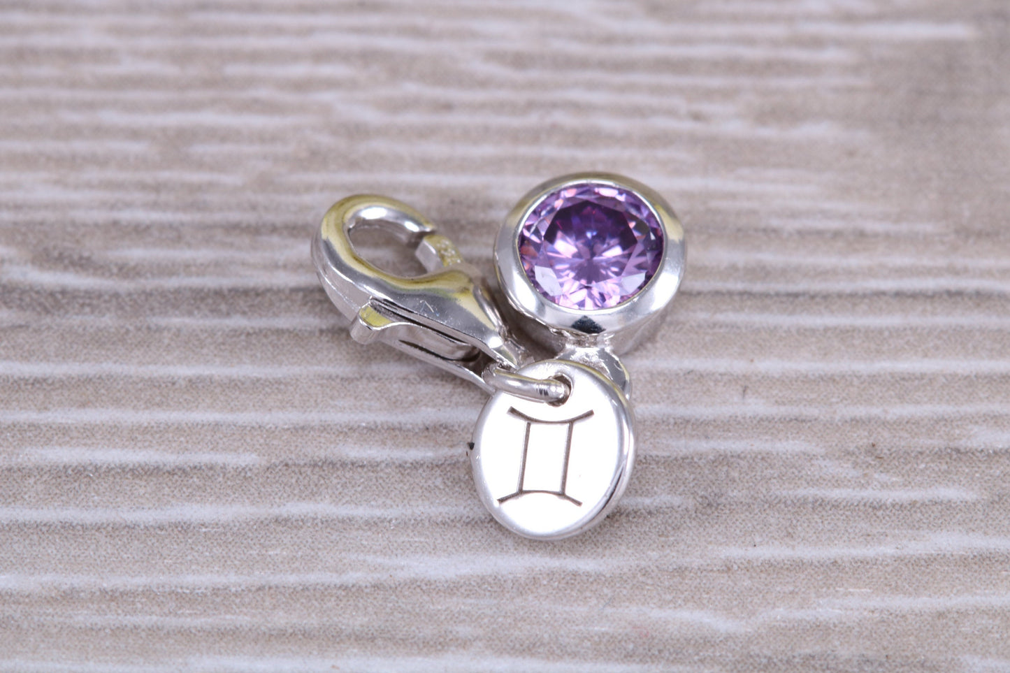 Sterling Silver June light Amethyst Birthstone Charm