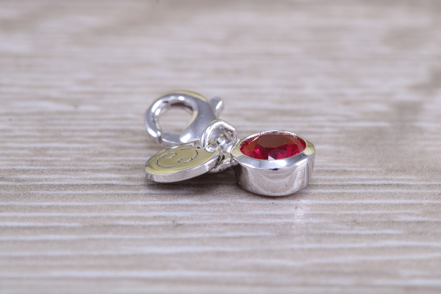 Sterling Silver July Ruby Birthstone Charm
