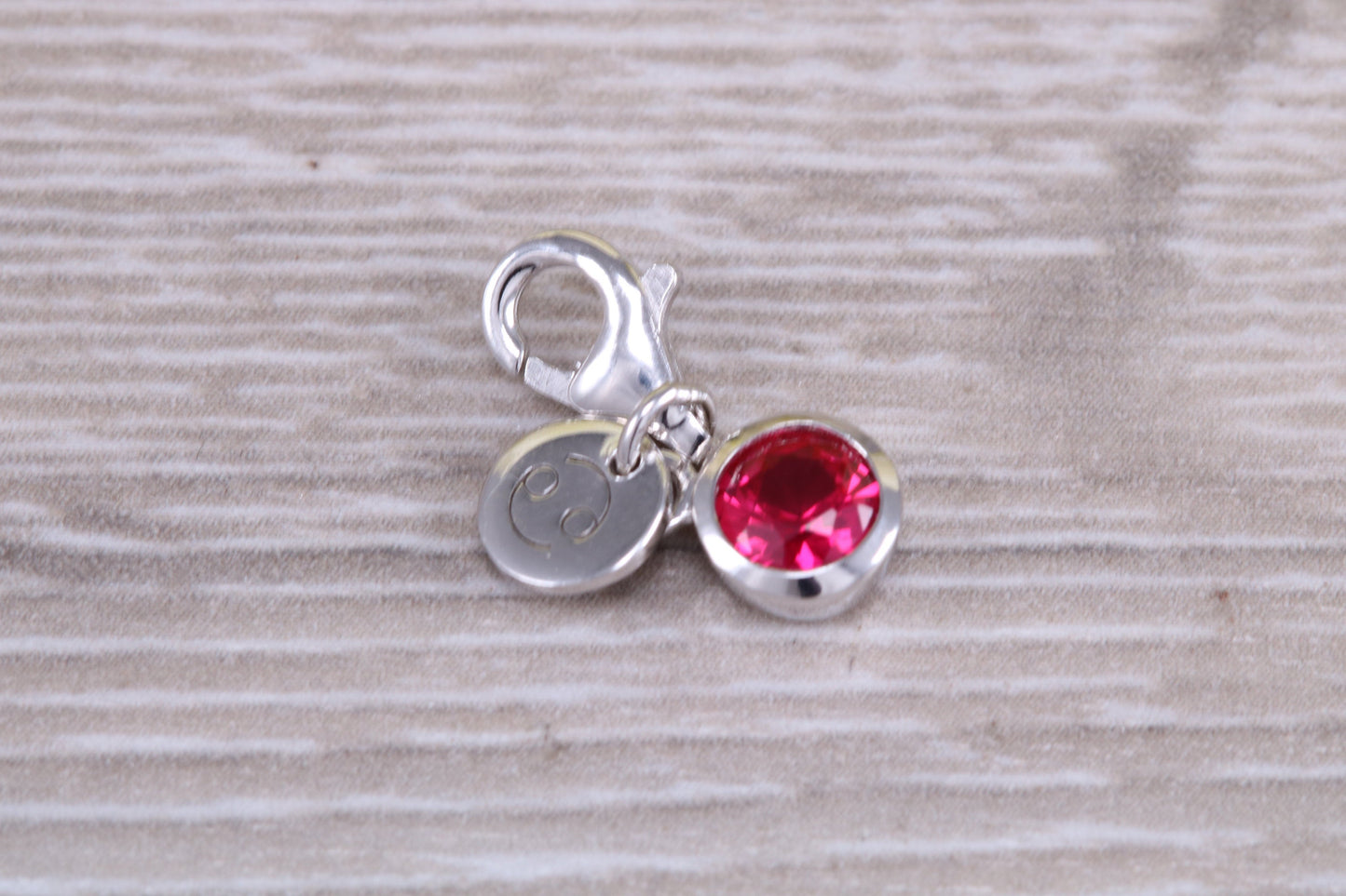 Sterling Silver July Ruby Birthstone Charm